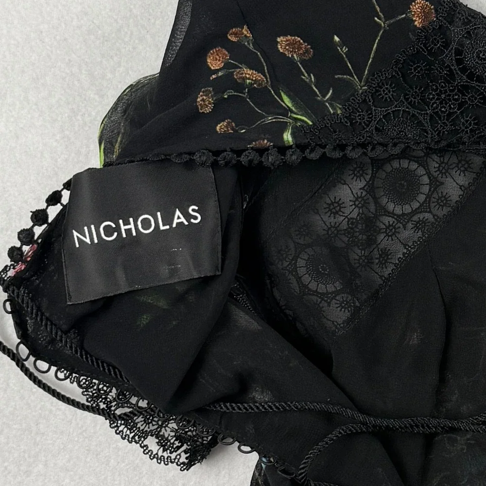 Nicholas Women's Wildflower Lace Mini Dress Black Sz US 4 - Picture 9 of 12